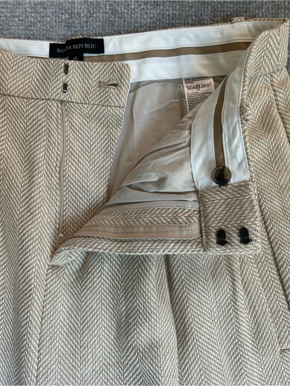 NWT Banana Republic Norfolk Wide-Leg High-Rise Linen-Cotton Pants, Size 10 - Picture 8 of 16